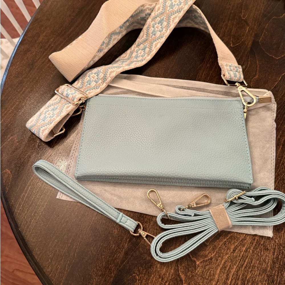 Stylish Light Blue Crossbody Bag with Strap